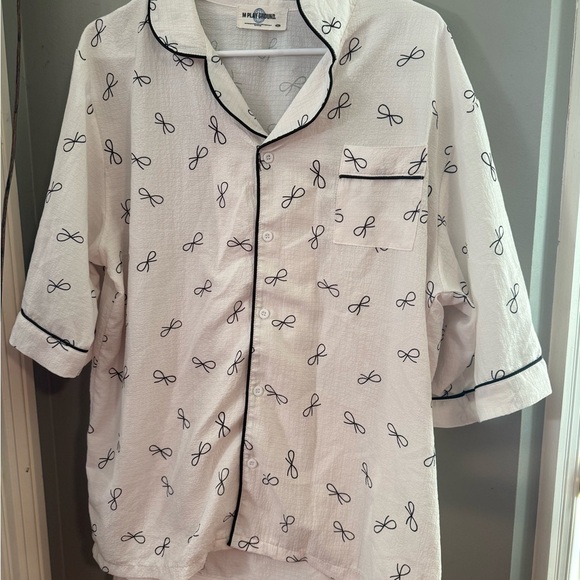 Women's Cream Pajama Set with Black Accents - Picture 2 of 6